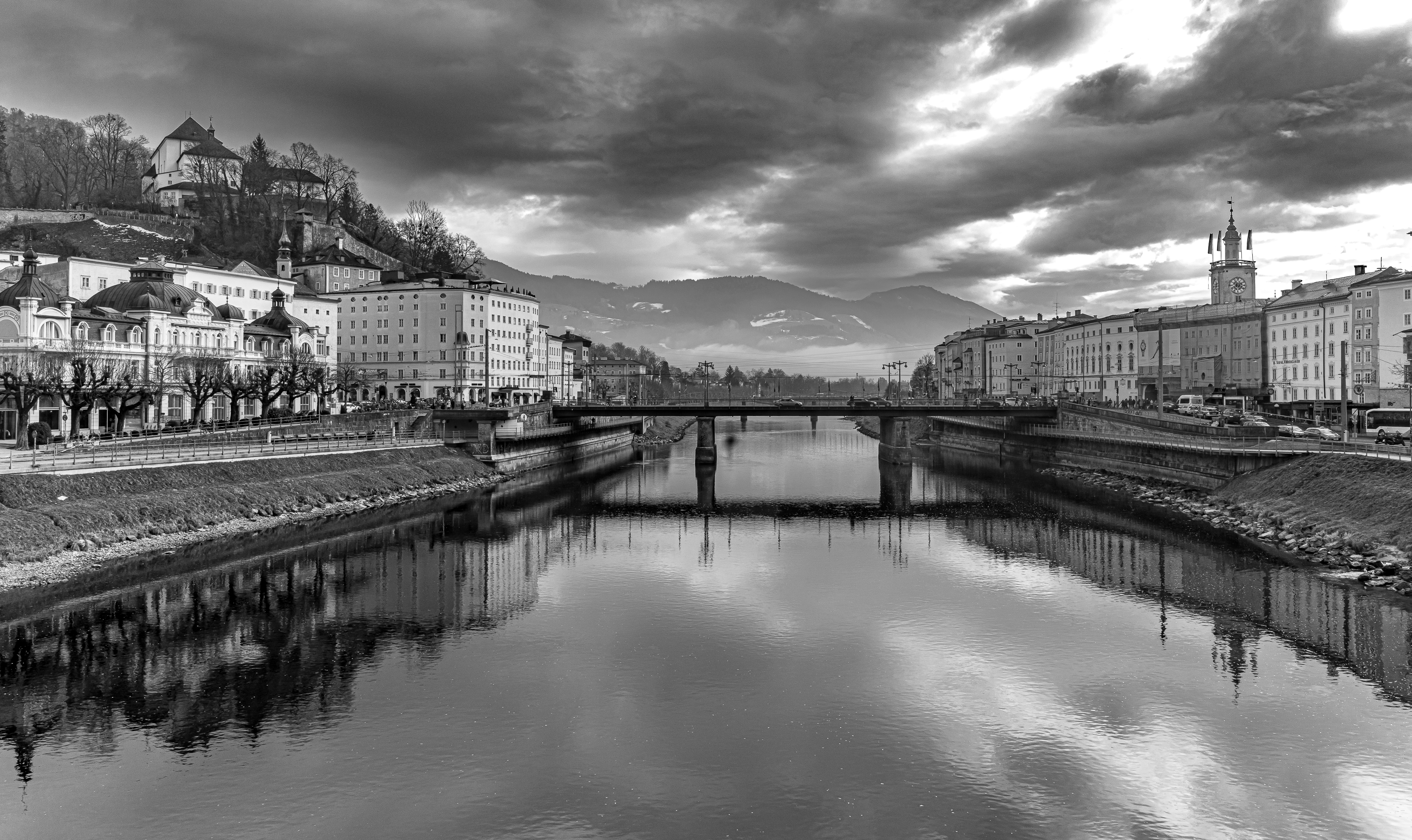 The Salzach under dramatic clouds