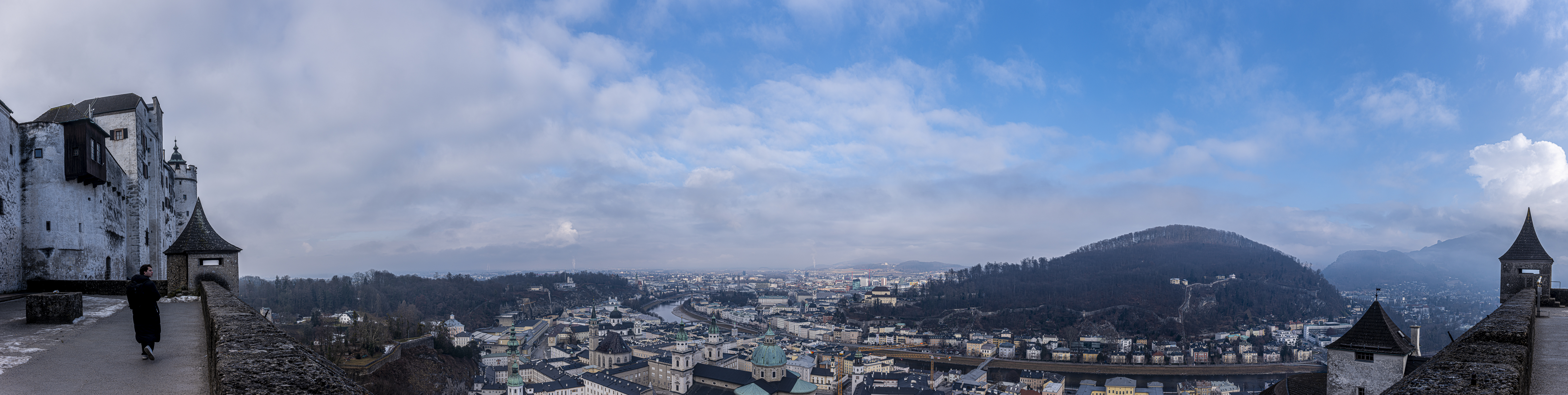 Panoramic view from the fortress with the Alps in the background