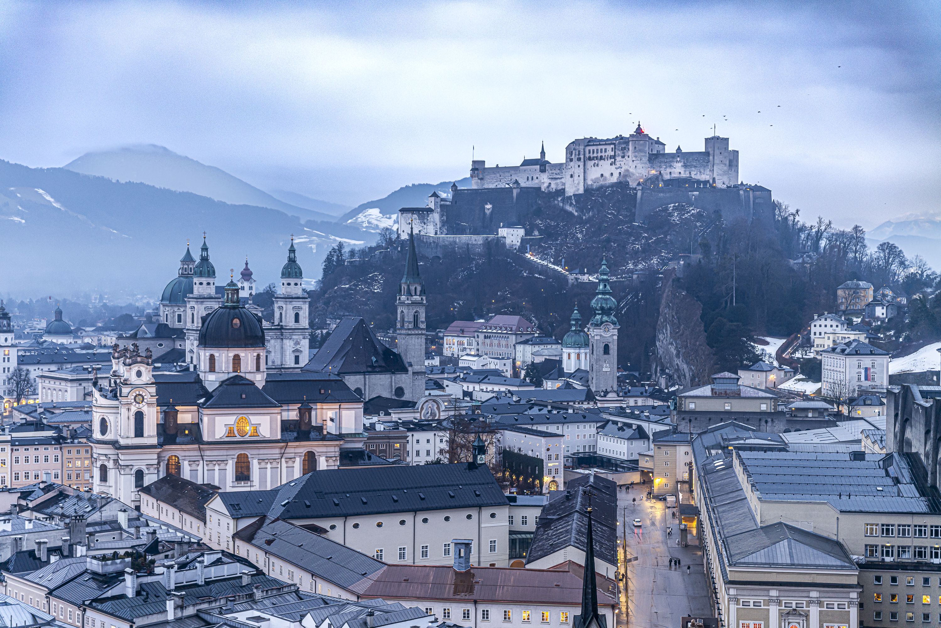 View of Salzburg at dusk